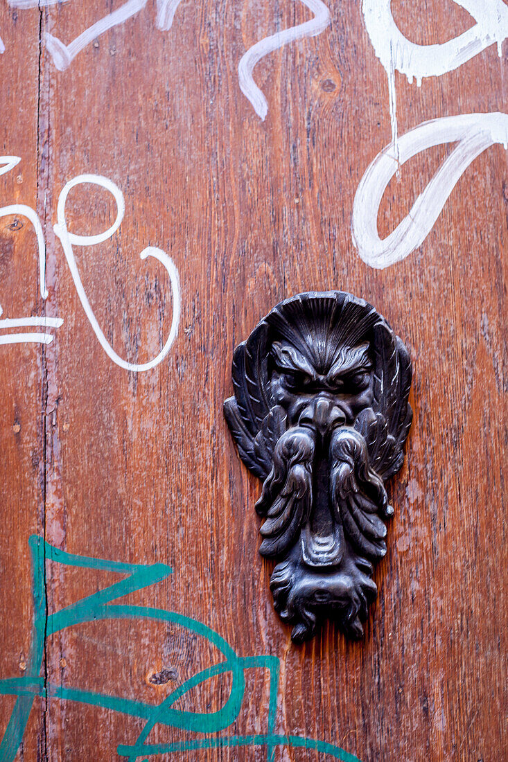 Door decoration in Bologna, Emilia-Romagna, Italy, Europe