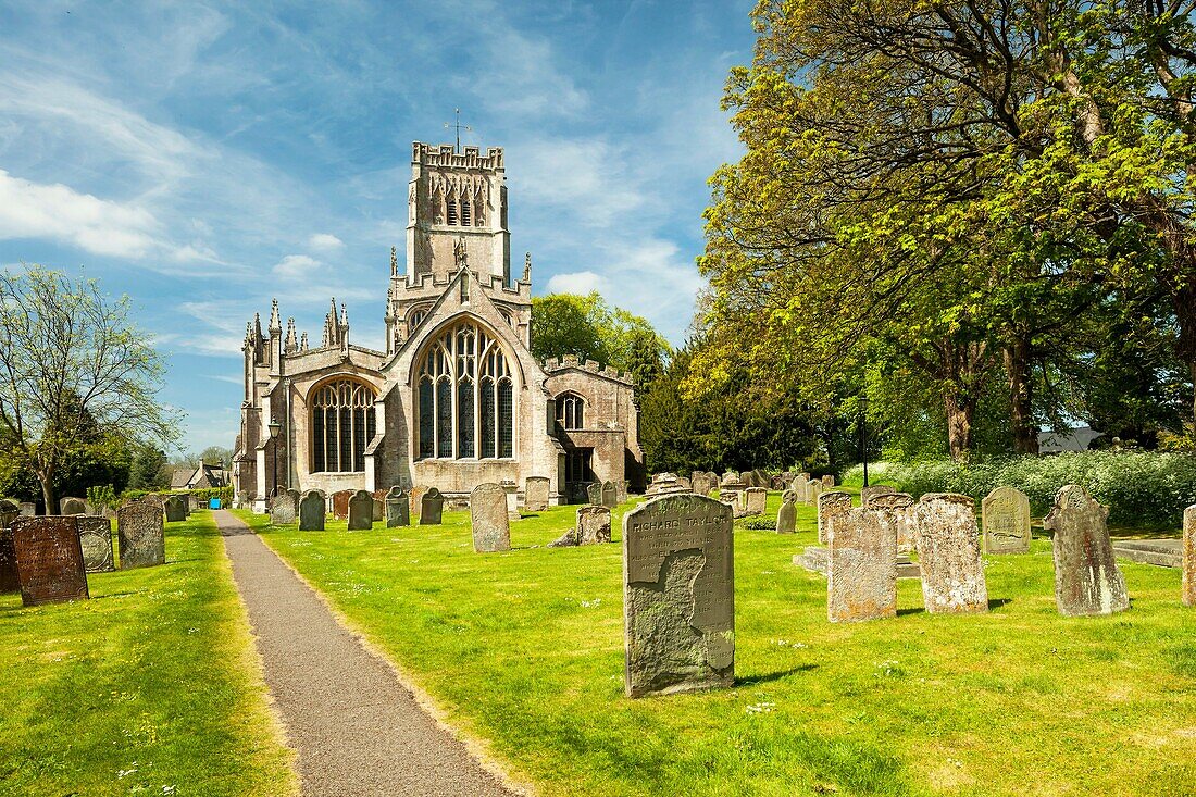 Spring day at St Peter and Paul church in Northleach, a small town in the Cotswolds, Gloucestershire, England.