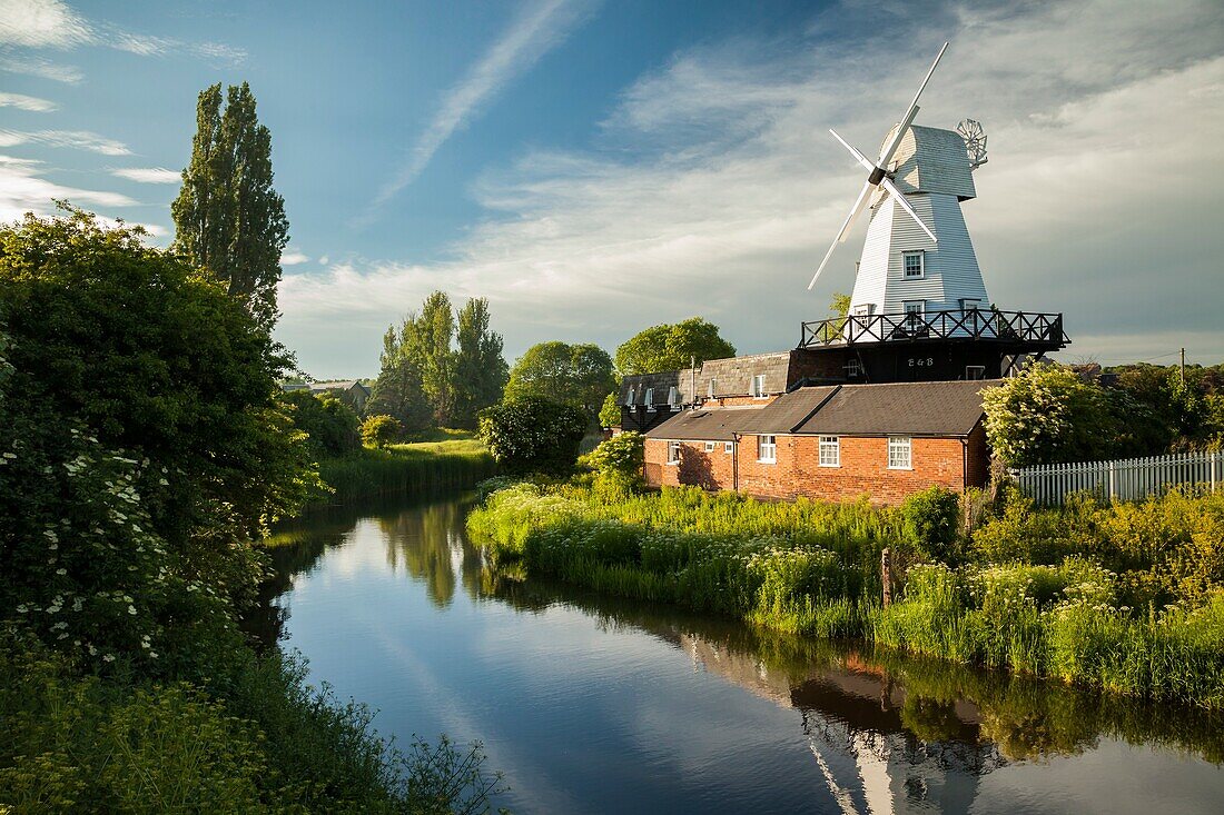 Spring evening at Gibbet windmill in Rye, East Sussex, England.