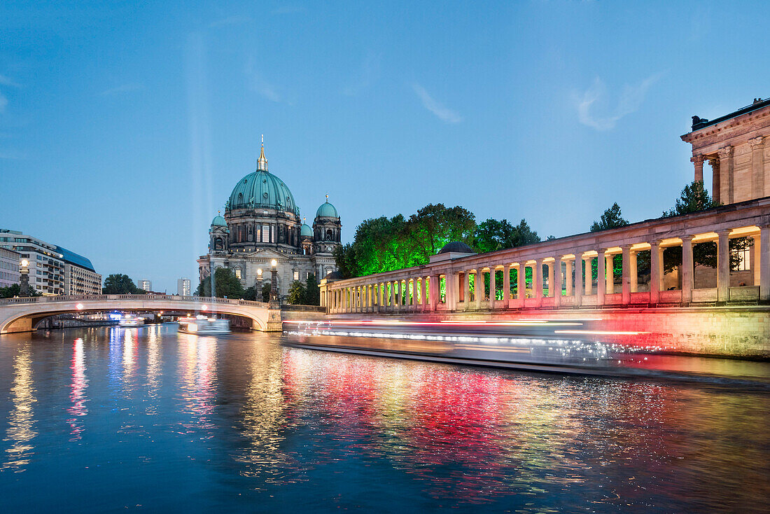 German Cathedral at night, Spree River, Berlin, Germany, Europe