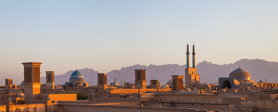 Panorama of the desert city Yazd, Iran, Asia