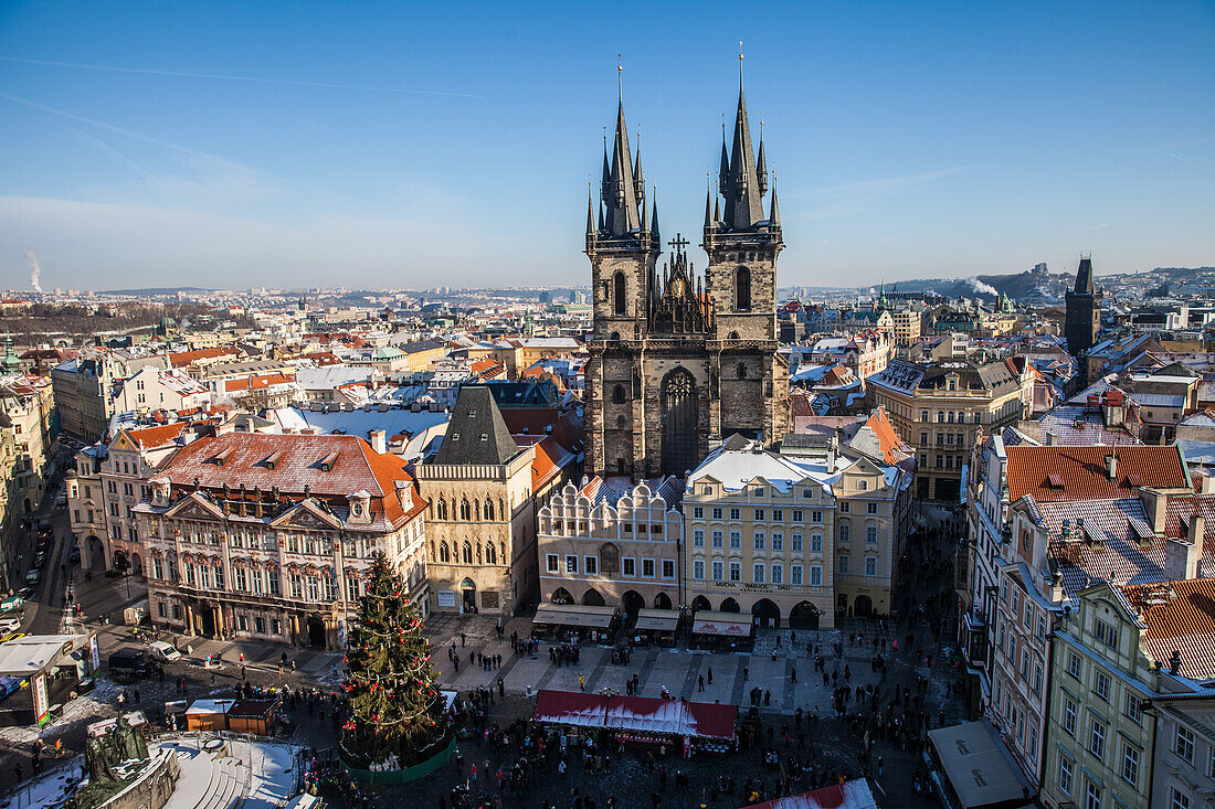 Historical city center of Prague in winter, Czech Republic, Europe