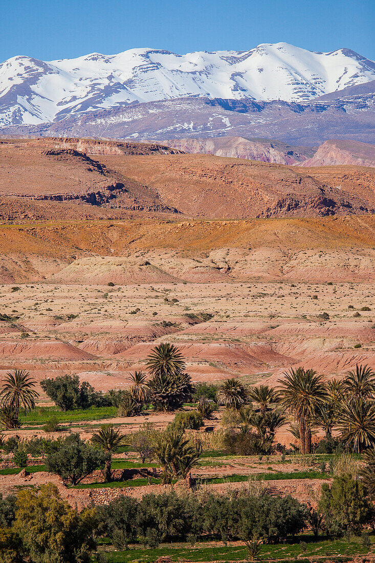 View on Atlas mountain range in Ait Ben Haddou, Morocco, Africa