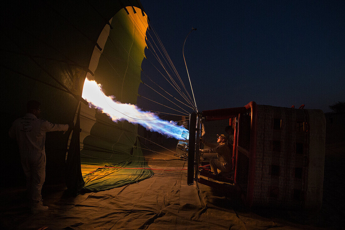 Hot air balloon in the desert of Dubai, UAE, Asia