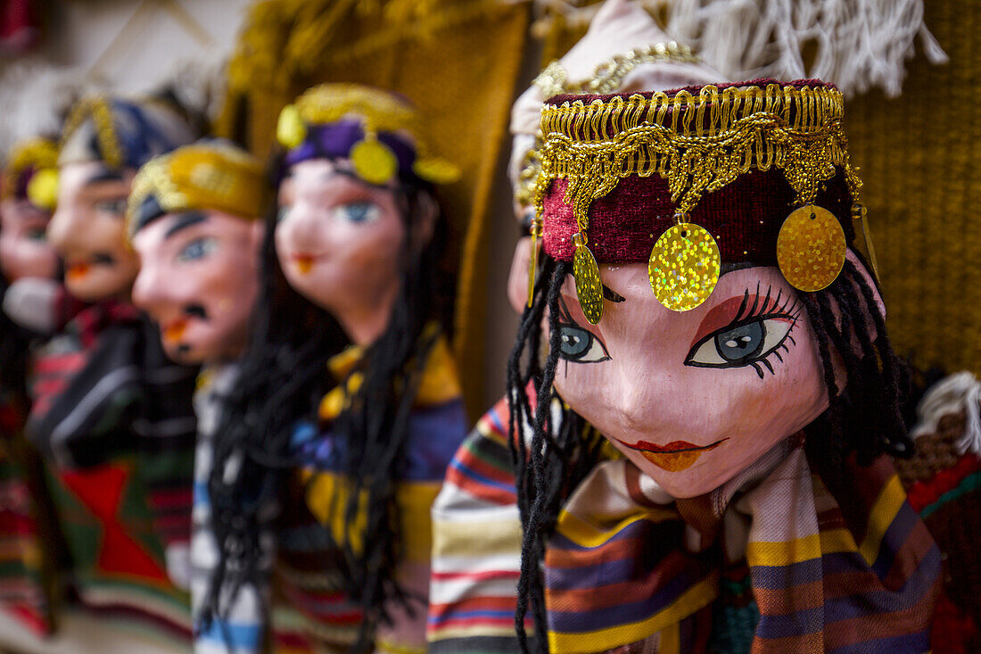 Dolls in the historical city center of Khiva, Uzbekistan, Asia