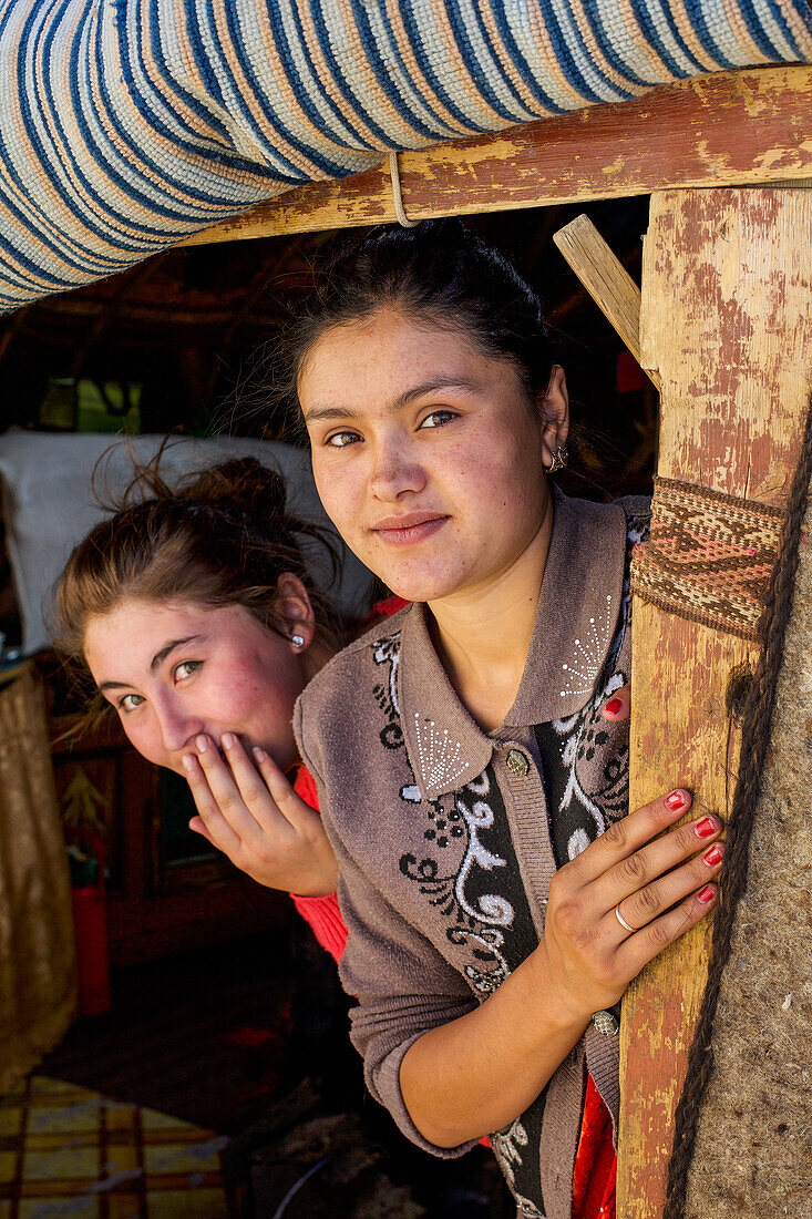 Pamiri girls in Bulunkul, Tajikistan, Asia