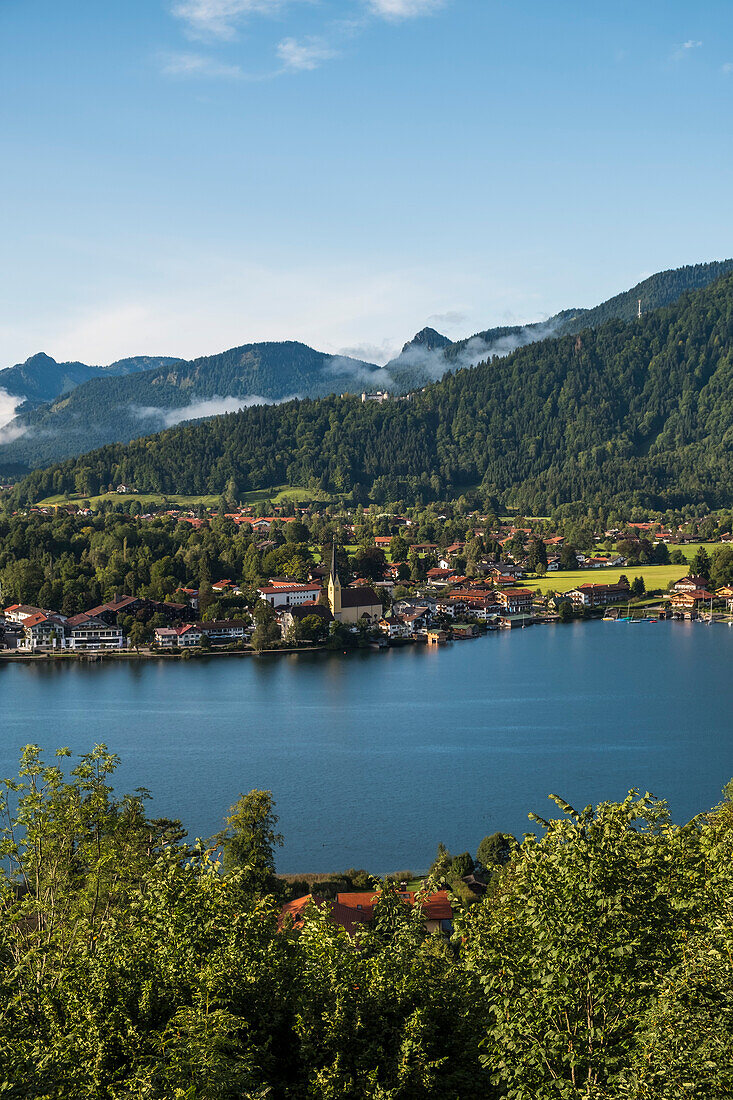 view to the Tegernsee and Rottach-Egern, Tegernsee, Bavaria, Germany