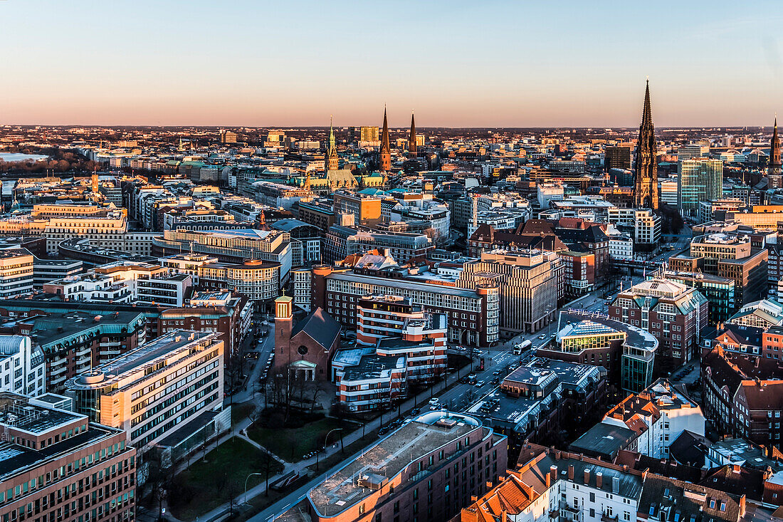 view to Hamburg in the twilight, Hamburg, north Germany, Germany