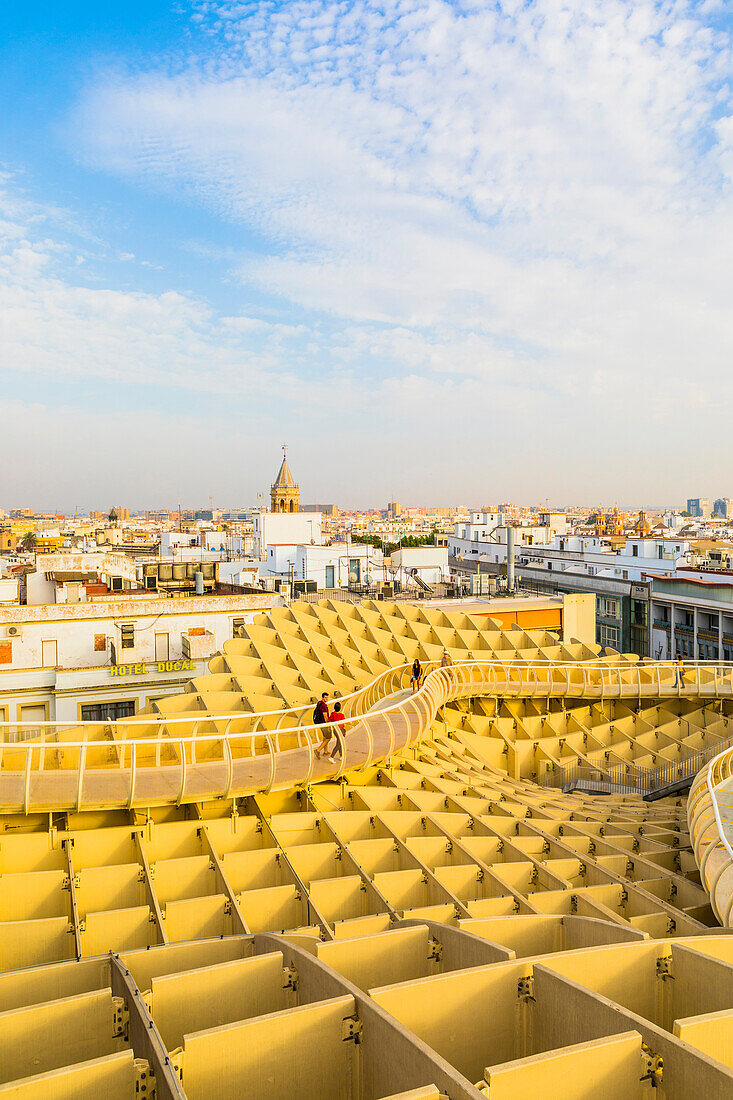 The view of the city from the top of Metropol Parasol, Seville, Andalucia, Spain, Europe