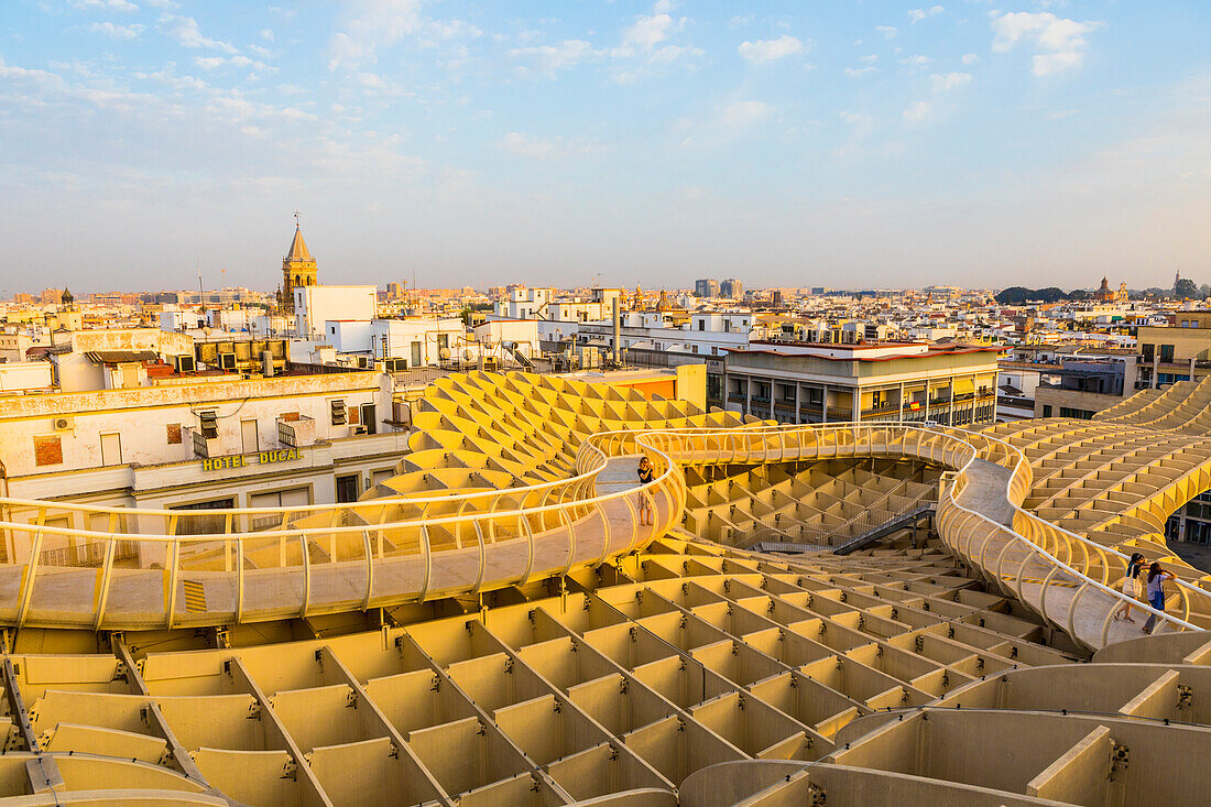 The view of the city from the top of Metropol Parasol, Seville, Andalucia, Spain, Europe