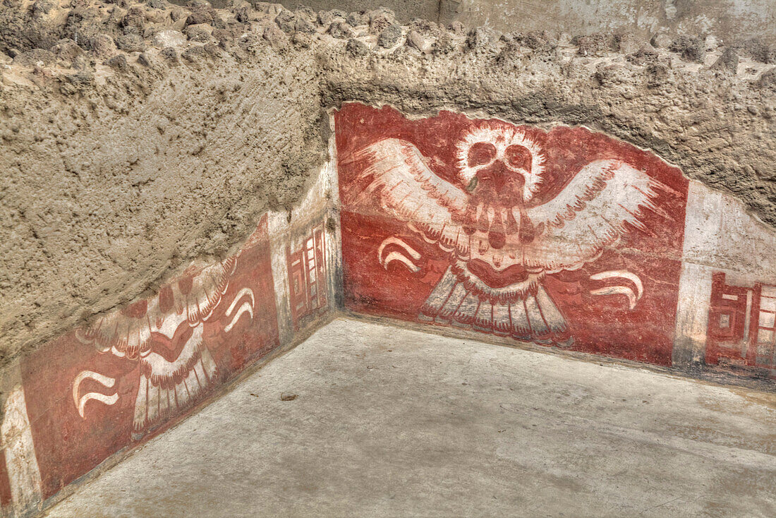 Wall Mural of Eagles, Palace of Tetitla, Teotihuacan Archaeological Zone, UNESCO World Heritage Site, State of Mexico, Mexico, North America