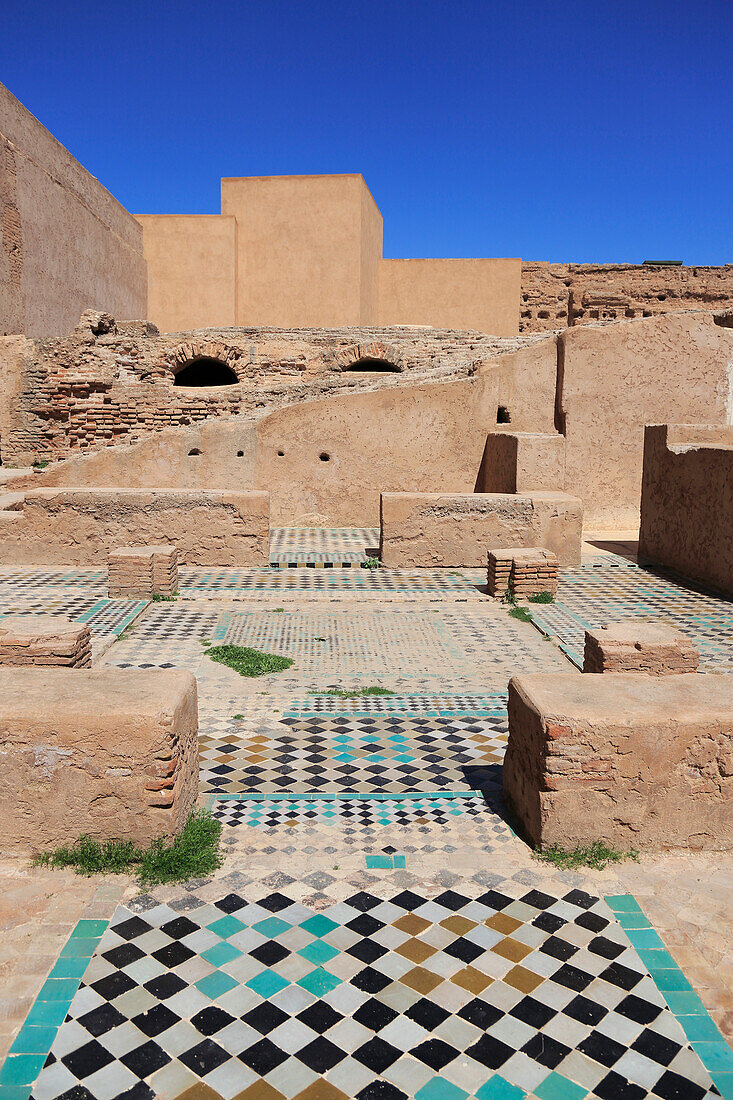 Ruins, El Badi Palace (Badii Palace) (Badia Palace), The Incomparable Palace, 16th century, Marrakesh (Marrakech), Morocco, North Africa, Africa
