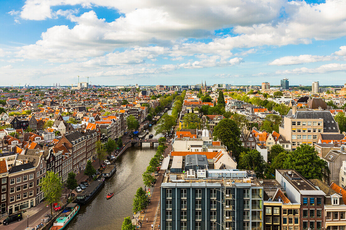 View of Prinsengracht Canal, Amsterdam, Netherlands, Europe