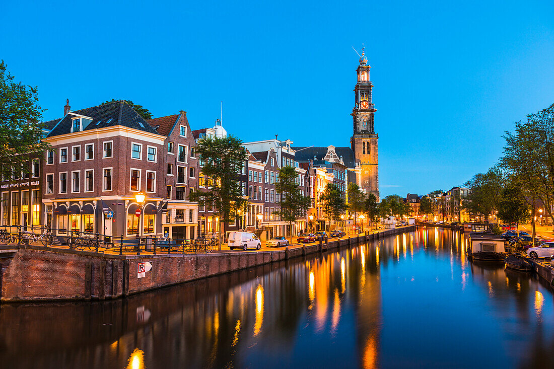 Prinsengracht Canal and Westerkerk, Amsterdam, Netherlands, Europe