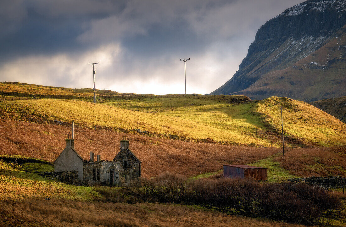 Old Cottage without roof, Isle of Skye, Inner Hebrides, Scotland, United Kingdom, Europe