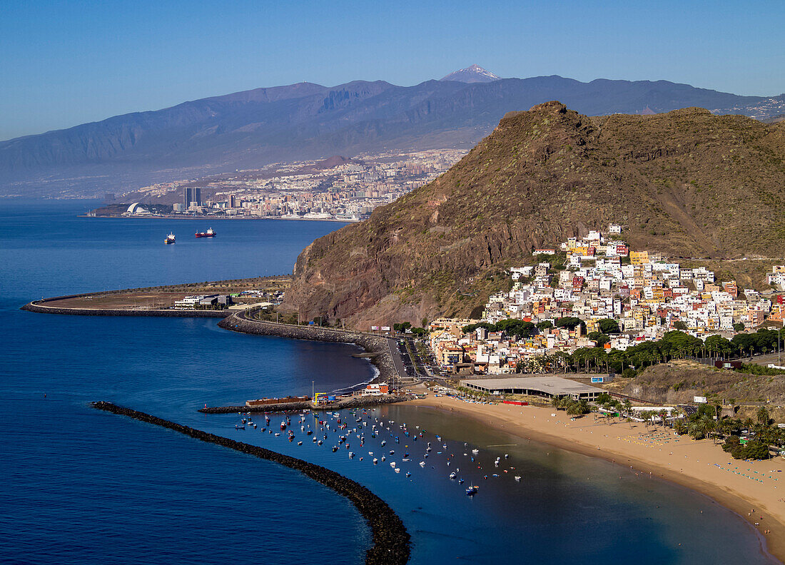 Las Teresitas Beach, elevated view, San Andres, Tenerife Island, Canary Islands, Spain, Atlantic, Europe