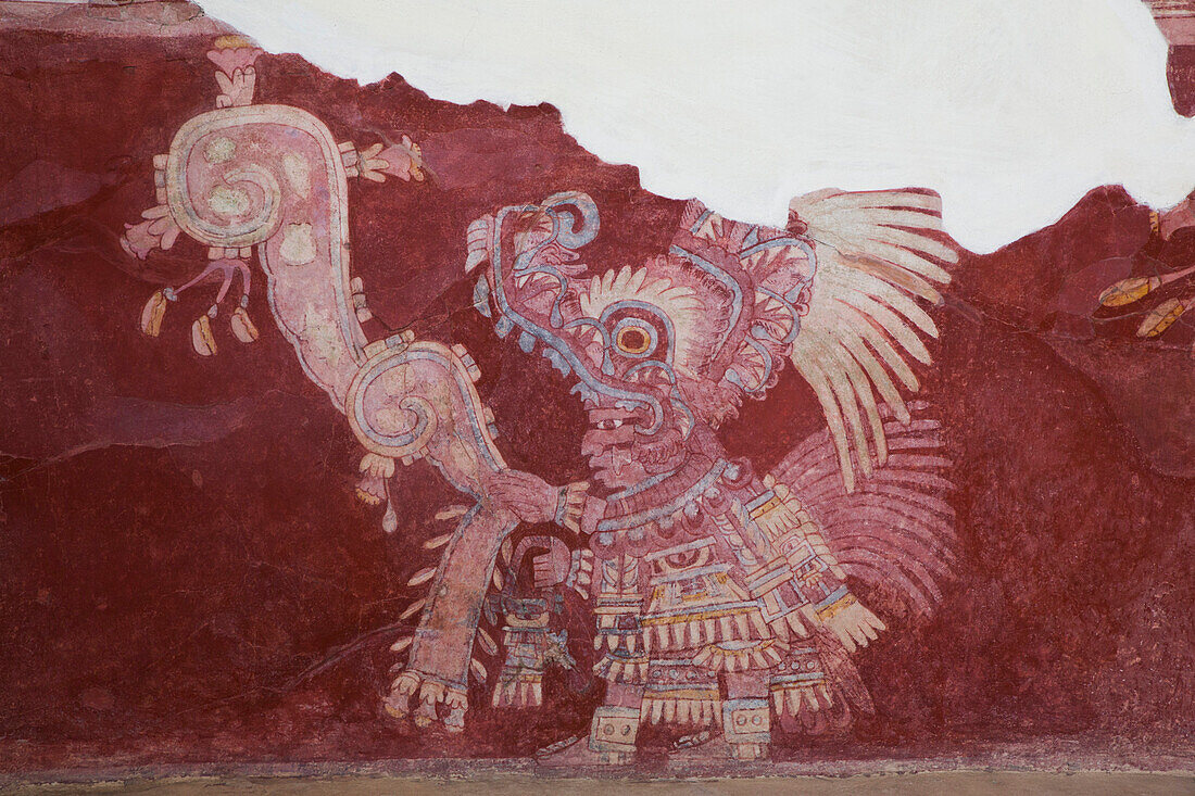Wall Mural, Priest Procession, Palace of Tepantitla, Teotihuacan Archaeological Zone, State of Mexico, Mexico, North America