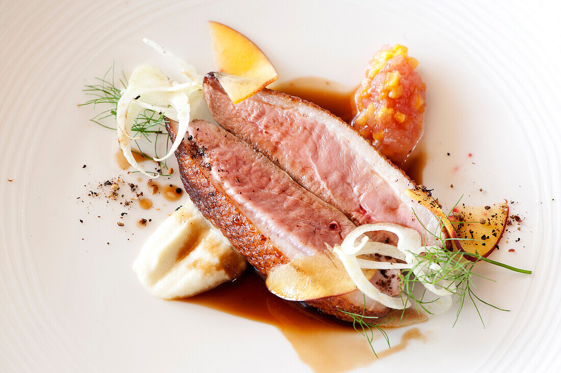 Duck breast, served in the exclusive Emirates Wolgan Valley Resort