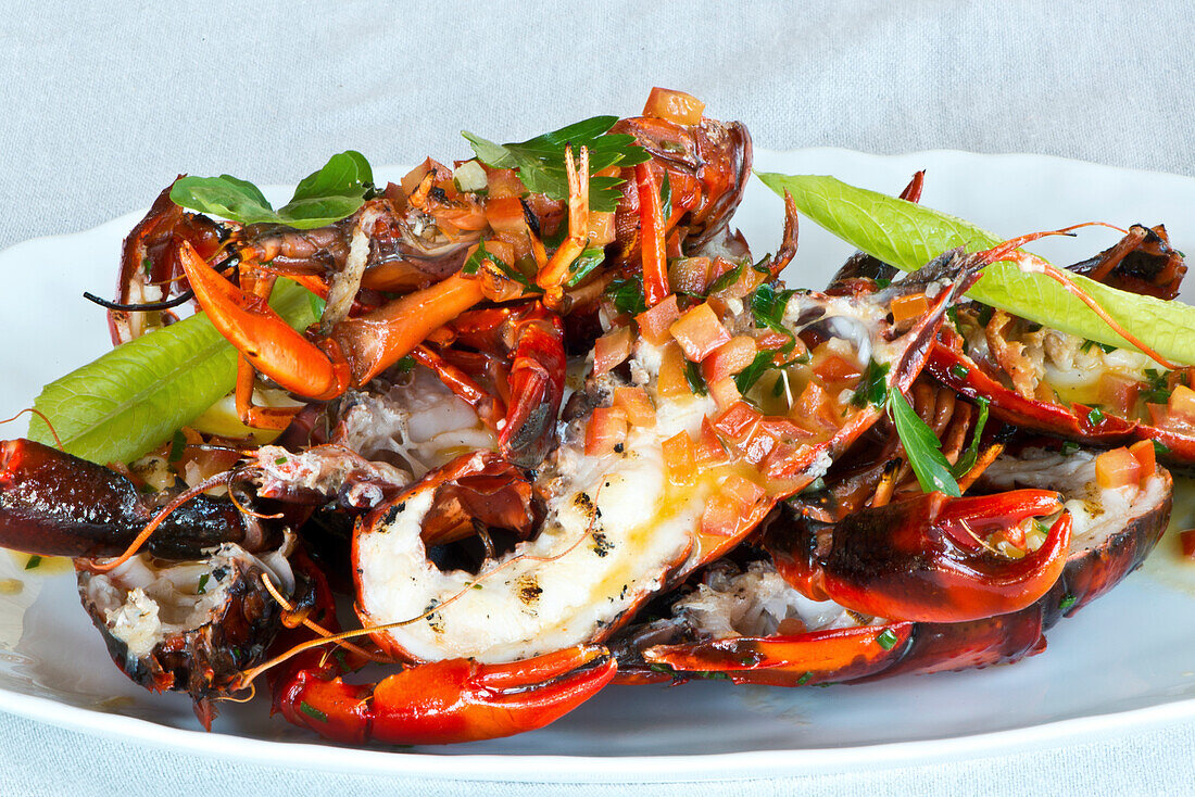 Mud crab and crayfish served in the luxurious Pretty Beach House
