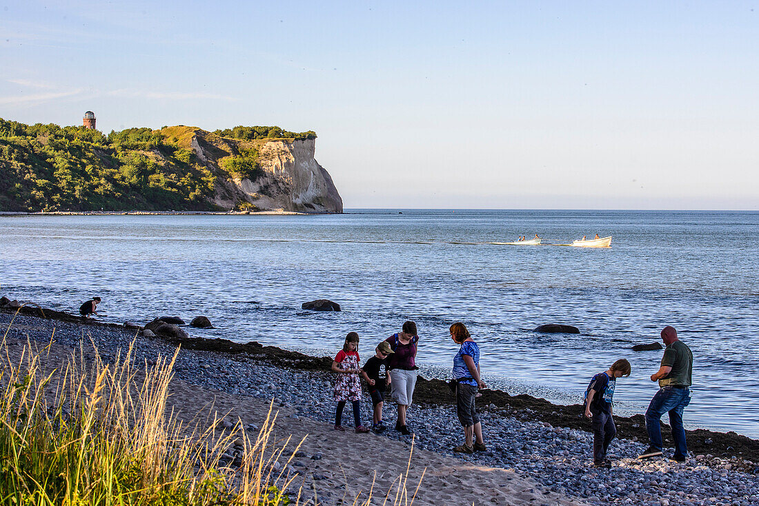 People on the beach at fishing village Vitt, Ruegen, Ostseekueste, Mecklenburg-Vorpommern, Germany