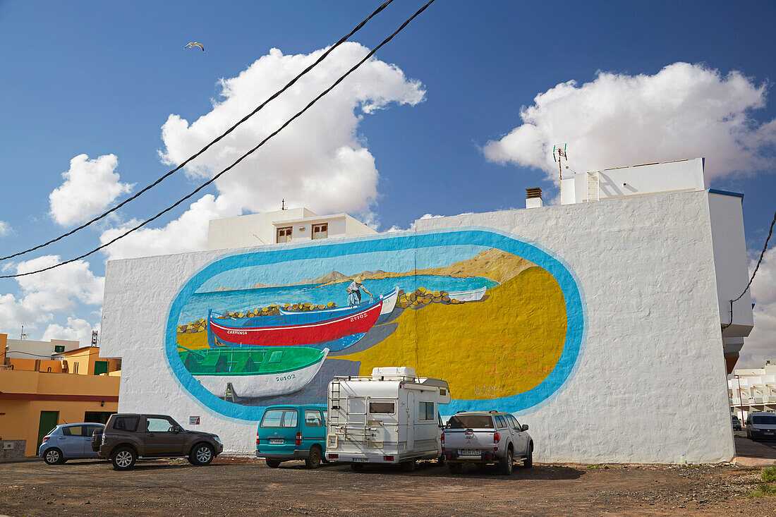 Wall painting at Puerto Lajas, Fuerteventura, Canary Islands, Islas Canarias, Atlantic Ocean, Spain, Europe
