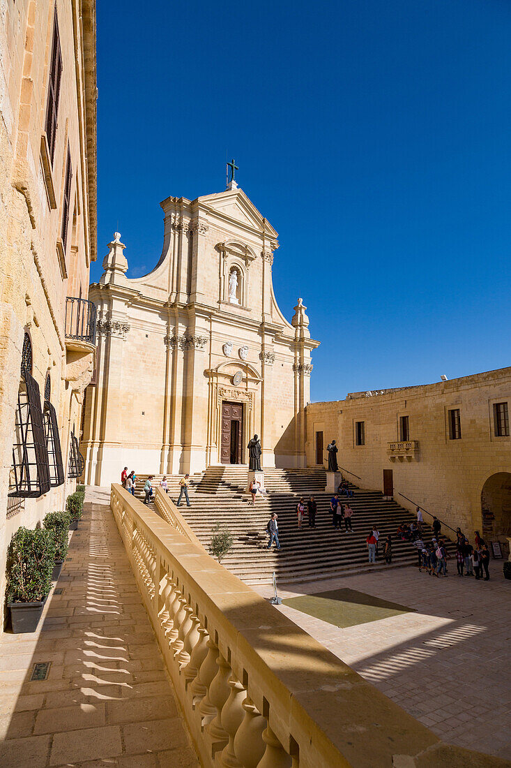 The Catedral de Rabat in the ancient citadel of Victoria (Rabat) in the heart of Gozo, Malta, Mediterranean, Europe