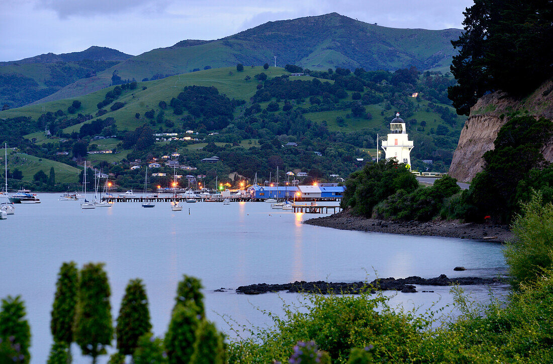 am Leuchtturm von Akaroa, Halbinsel Akaroa, Ostküste, Südinsel, Neuseeland