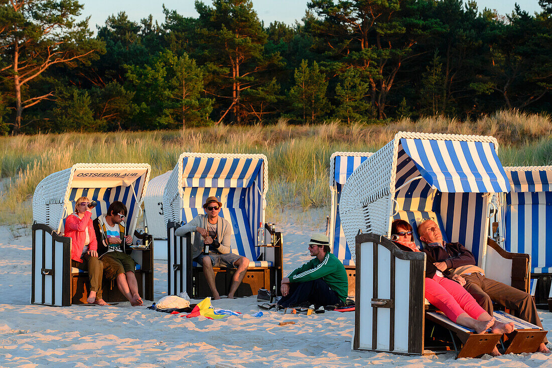 People in beach chairs in Prerow on the beach, Ostseeküste, Mecklenburg-Western Pomerania Germany