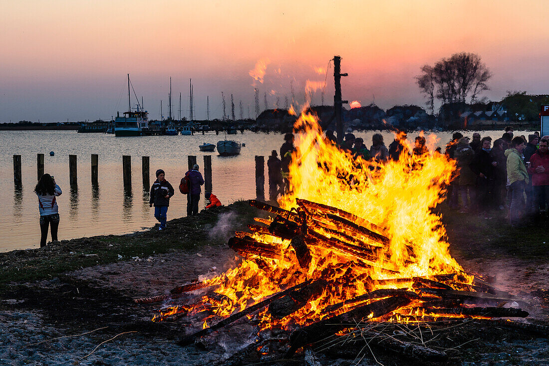 Easter bonfire at the Salzhaff Rerik, Ostseeküste, Mecklenburg-Western Pomerania, Germany