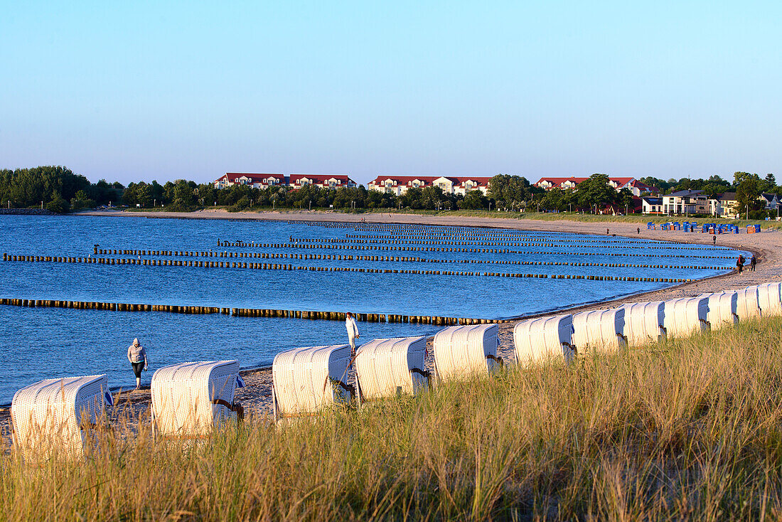 Beach with beach chairs of Schaabe, Rügen, Ostseeküste, Mecklenburg-Western Pomerania, Germany