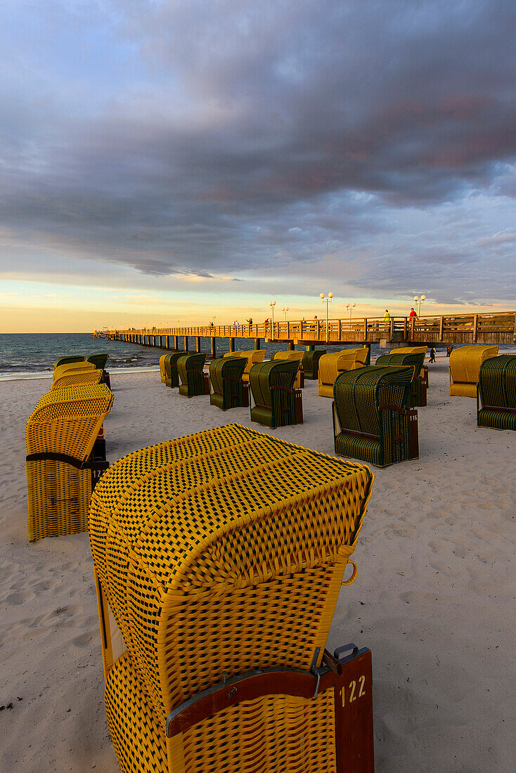 Beach with beach chairs from Binz, Rügen, Ostseeküste, Mecklenburg-Western Pomerania, Germany