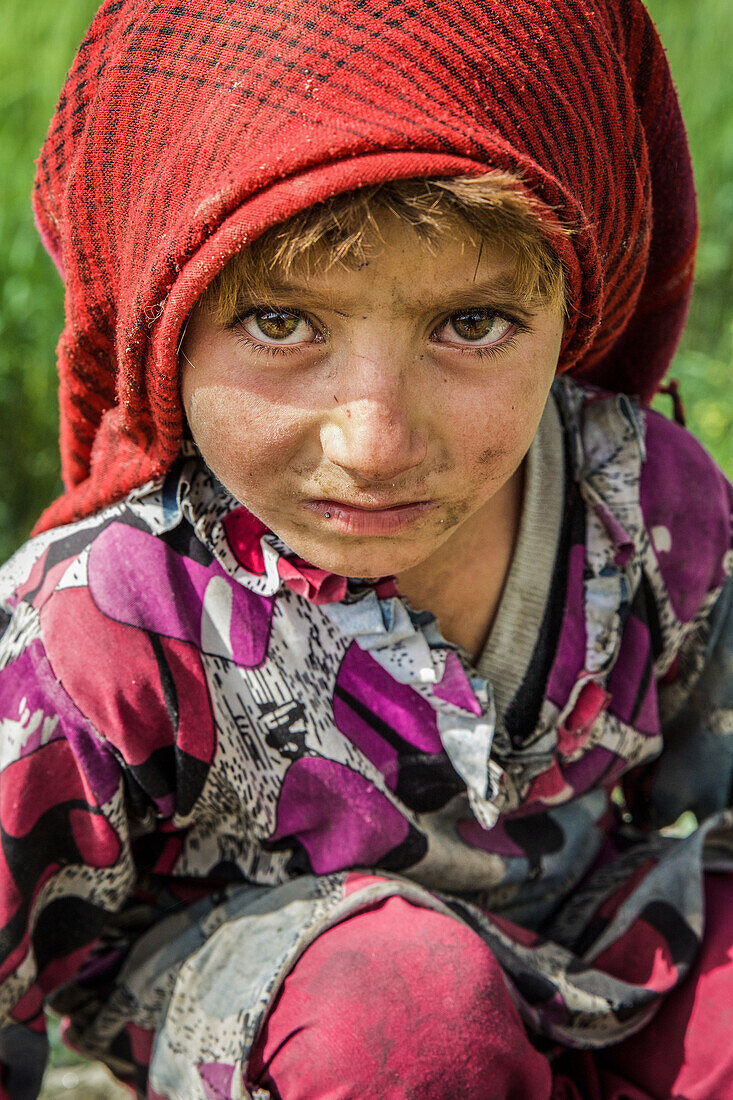 Wakhi girl portrait, Wakhan, Afghanistan, Asia