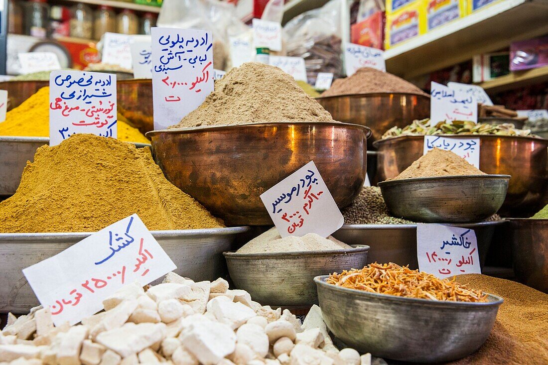 spices in the bazaar of Shiraz, Iran, Asia