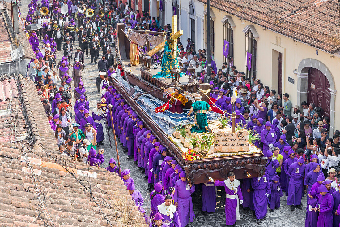 Procession at the fourth weekend of Lent 2017 in Antigua, Guatemala, Central America