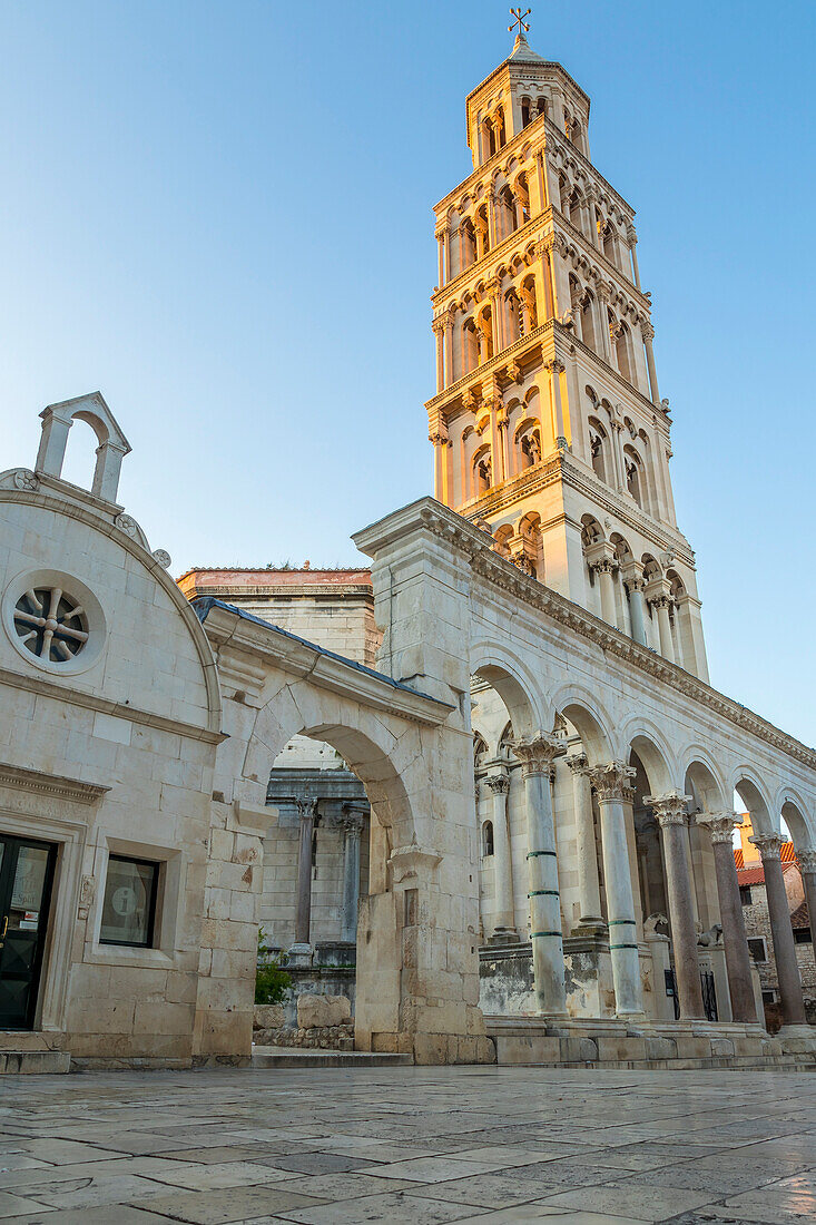 Sveti Duje Cathedral in Split at first light, Split, Croatia, Europe