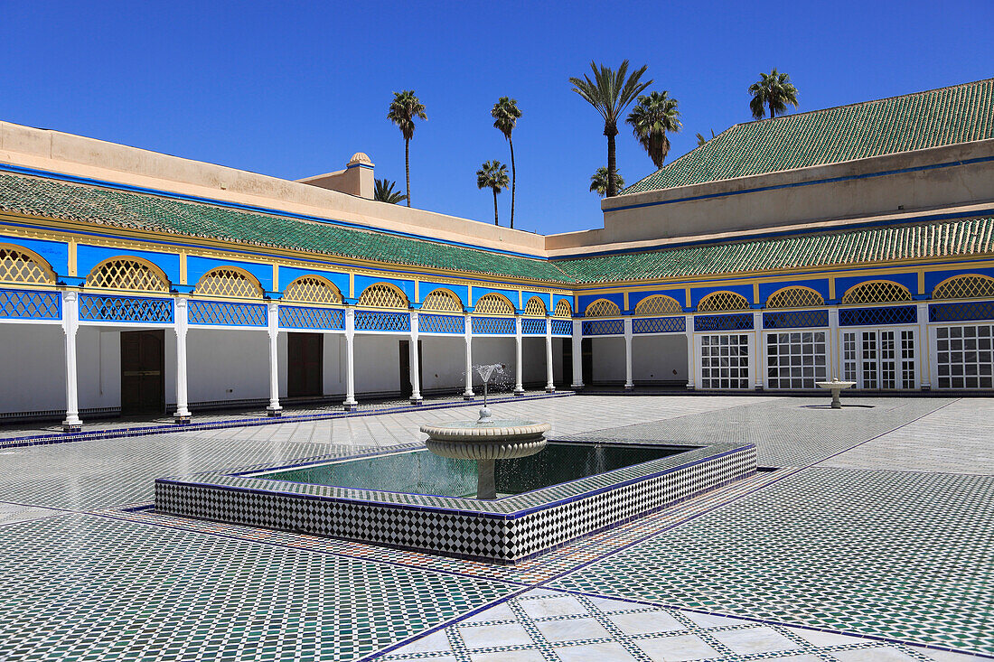 Courtyard, Bahia Palace, UNESCO World Heritage Site, Marrakesh (Marrakech), Morocco, North Africa, Africa