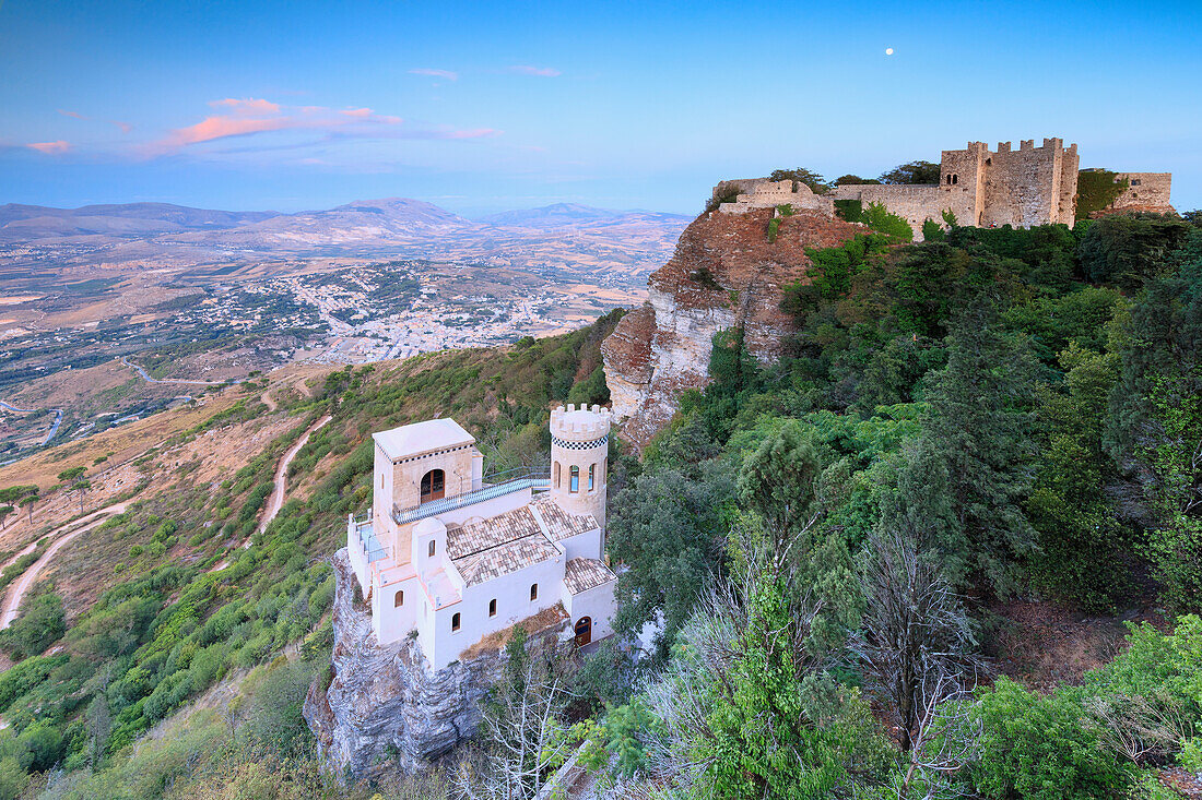 Torretta Pepoli and Castello di Venere, Erice, province of Trapani, Sicily, Italy, Europe