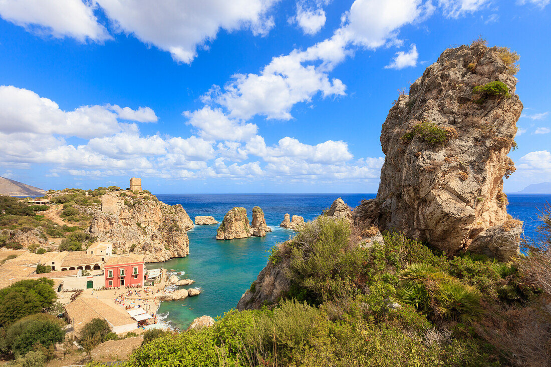Cliffs around Tonnara di Scopello, Castellammare del Golfo, province of Trapani, Sicily, Italy, Mediterranean, Europe
