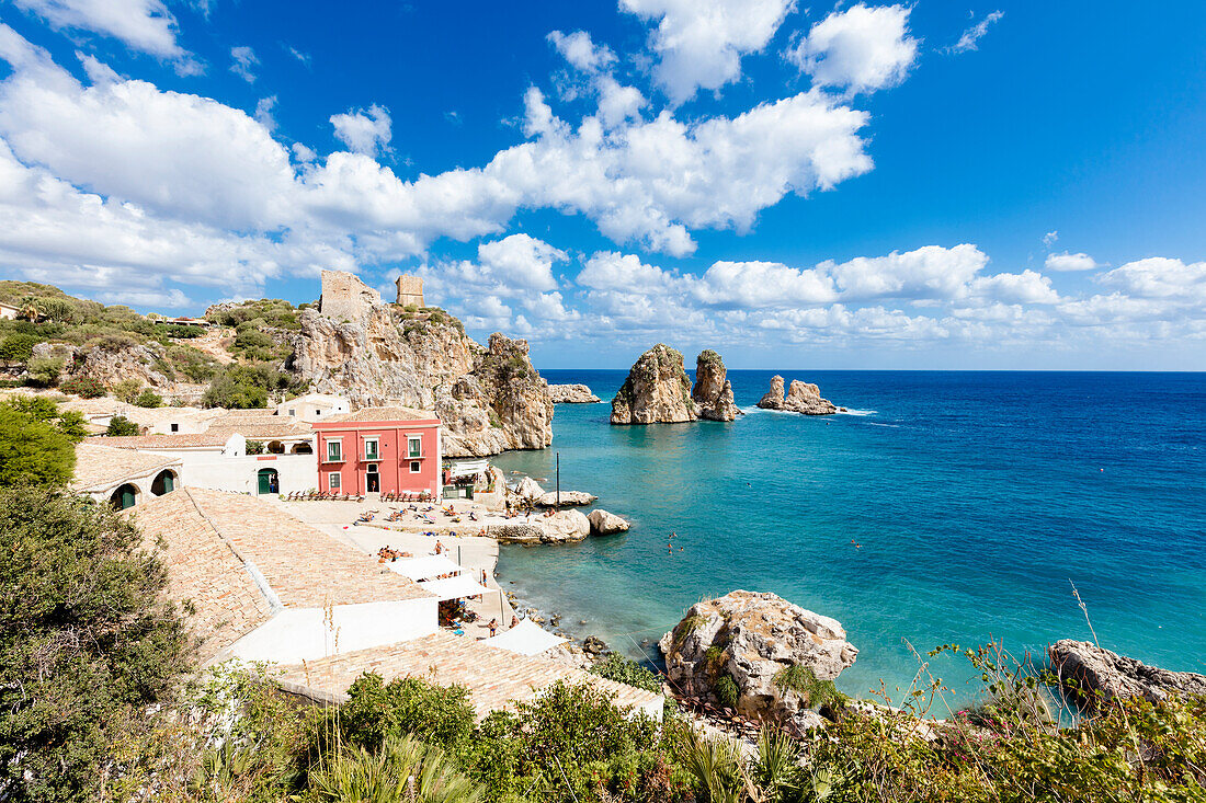 Historic hamlet of tuna fishery, Tonnara di Scopello, Castellammare del Golfo, province of Trapani, Sicily, Italy, Mediterranean, Europe