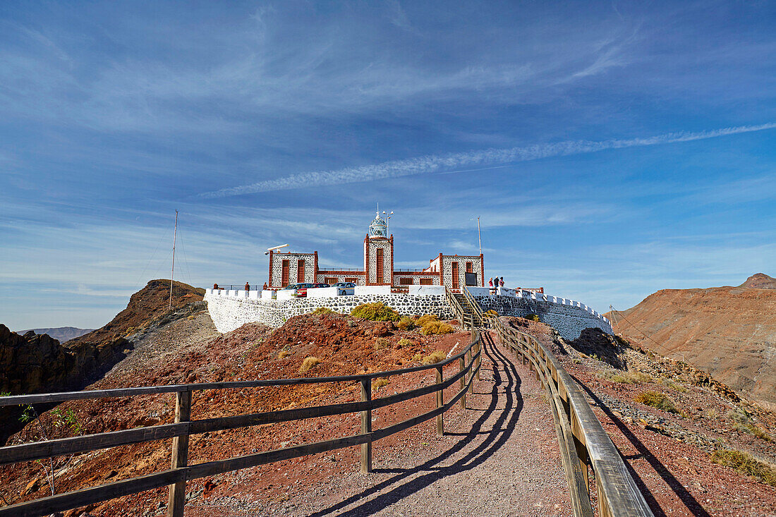 Leuchtturm Faro de la Entallada, Punta de la Entallada, Fuerteventura, Kanaren, Kanarische Inseln, Islas Canarias, Atlantik, Spanien, Europa