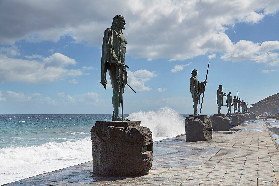 Statuen der Guanchen Könige in Candelaria, Teneriffa, Kanaren, Kanarische Inseln, Islas Canarias, Atlantik, Spanien, Europa