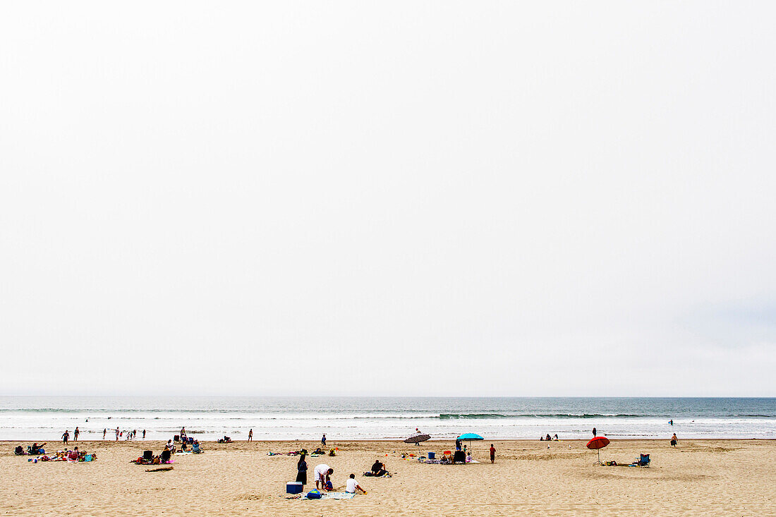People on Stinson Beach. Stinson Beach is an unincorporated community, a census-designated place, near Muir Woods and Mount Tamalpais in the Golden Gate National Recreation Area which is located in Marin County, California.