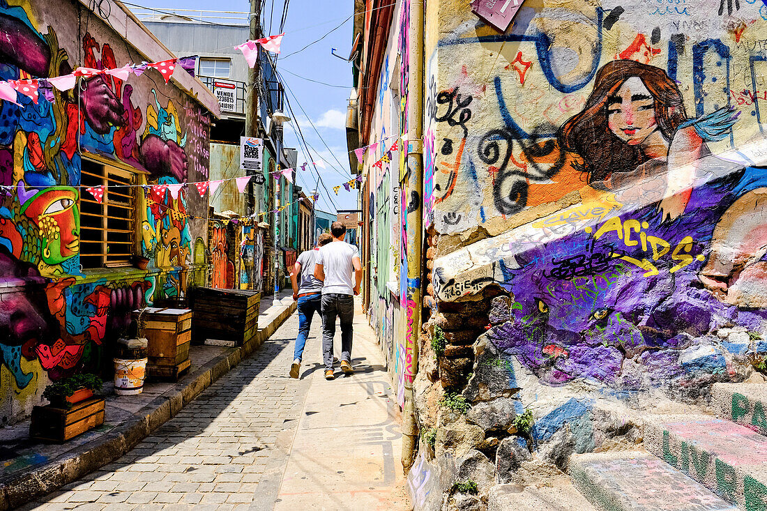 Colorful Alleyway in Valparaiso, Chile