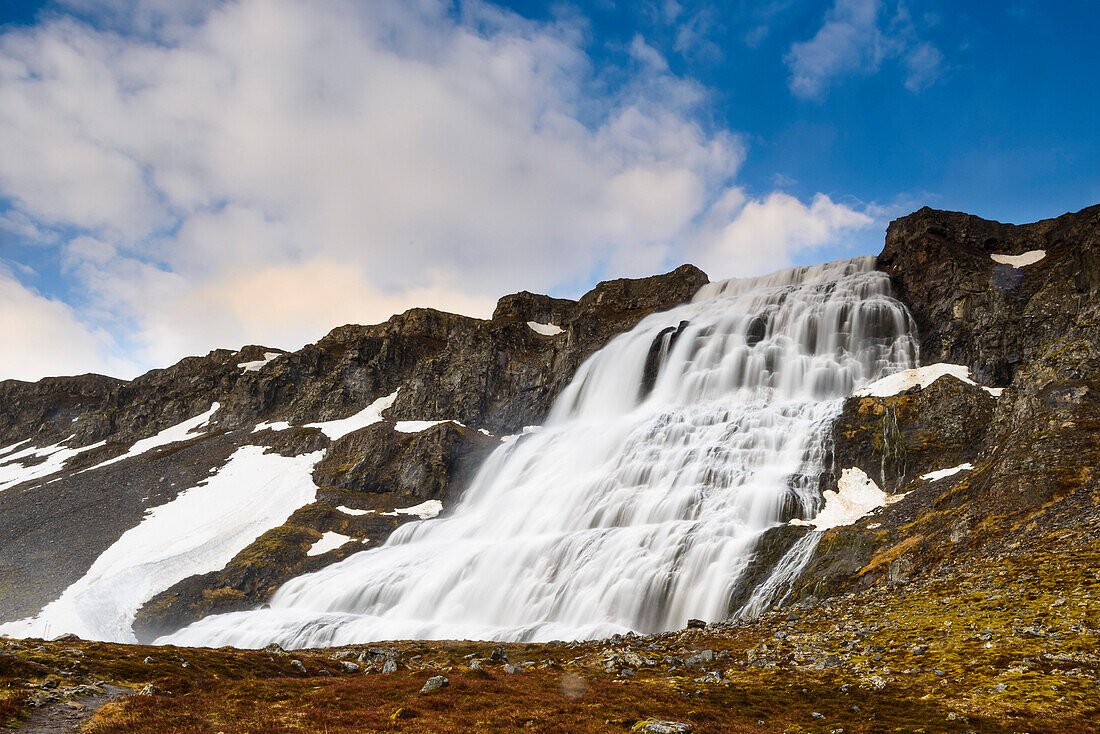 stunning Dynjandi waterfall in the westfjords of Iceland