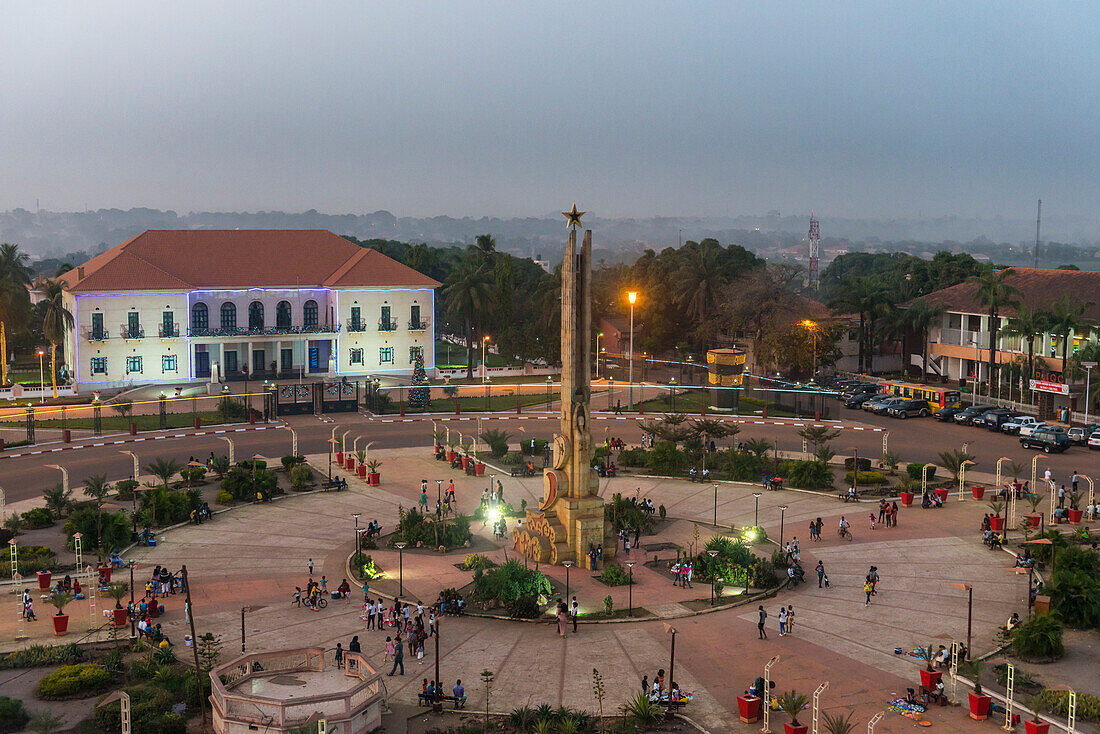 View over the Empire Square at nightime, Bissau, Guinea Bissau, West Africa, Africa