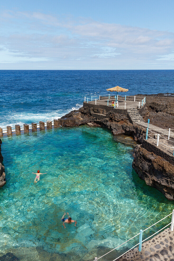 Charco Azul, seawater pool, Atlantic, San Andres, village, San Andres y Sauces, UNESCO Biosphere Reserve, La Palma, Canary Islands, Spain, Europe