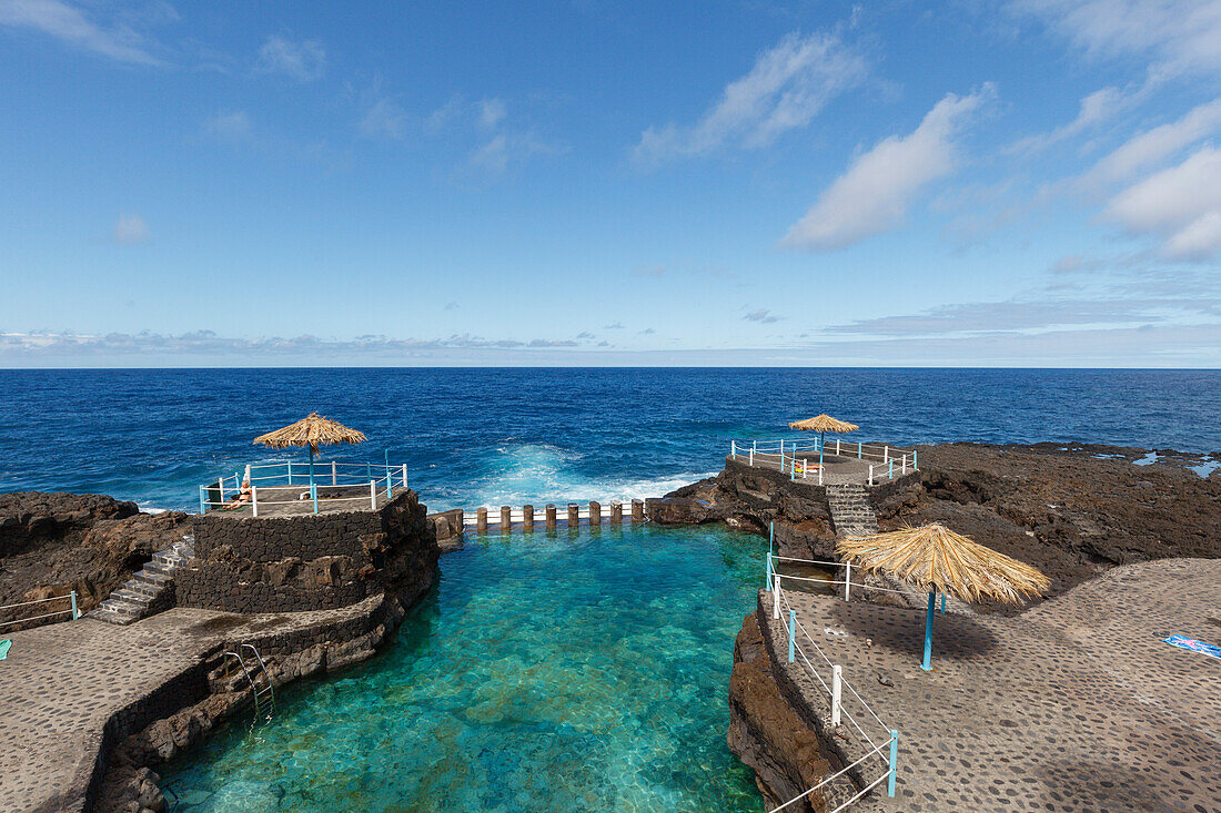 Charco Azul, Meerwasser- Schwimmbecken, Atlantik, San Andres, Dorf, San Andres y Sauces, UNESCO Biosphärenreservat, La Palma, Kanarische Inseln, Spanien, Europa