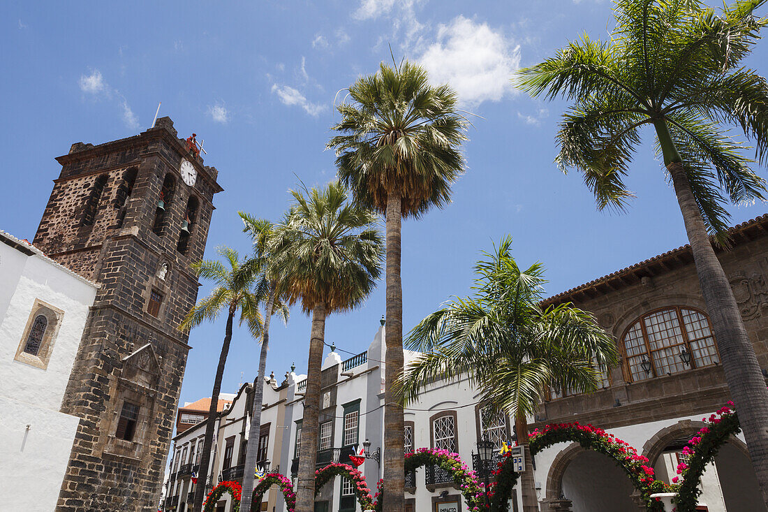 Parroquia de El Salvador, church, Plaza de Espana, town hall square, Santa Cruz de La Palma, capital of the island, UNESCO Biosphere Reserve, La Palma, Canary Islands, Spain, Europe