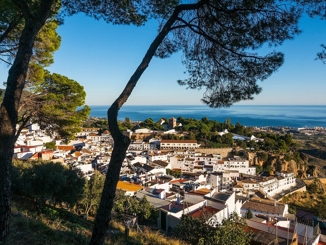 White village of Mijas Pueblo. Malaga province Costa del Sol. Andalusia southern Spain. Europe.