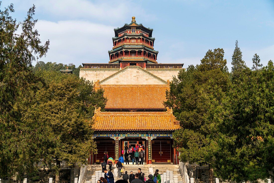 Tower of Buddhist Incense, Summer Palace, Beijing, People's Republic of China, Asia.